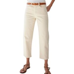 AYR The Beat Drop Jeans Size 32 Cream High Rise Straight Leg Barrel Ankle Denim